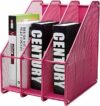 Exerz Portariviste a 3 Scomparti/Rastrelliera in metallo da Tavolo/Supporto per documenti/Cartelle/Organizzatore (Rosa) – B071K8HGVR