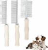 3 pettini in acciaio inossidabile per animali domestici, pettini con denti, manici in legno, districanti, adatti a cani di taglia grande, media e piccola, rimuovono nodi e peli morti (argento). – B0FPQNDCMH