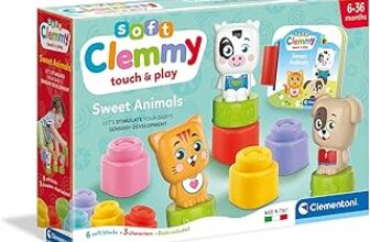 Clementoni Soft Clemmy – Sweet Animals, Play Set Bambini 6-36 Mesi, con 6 Mattoncini per Costruzioni e 3 Personaggi, Gioco Prima Infanzia Made in Italy, per Stimolare i Sensi dei più Piccoli, 17849 – B0BV7JY14R