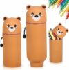 Astuccio, Kawaii Astuccio Scuola 2 in 1 in Morbido Silicone, Portapenne Cartoon con Cerniera, Morbido Kawaii Portapenne per Ufficio Scuola e Casa, Regali per Ragazzi e Ragazze, Orso – B0FLTCQ68Y