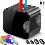 Temperamatite Elettrico USB Professionale Doppio Foro 6-12mm, Temperino con Serbatoio, 4 Lame, Temperino Elettrico per Bambini Temperini per Matite, Matite Colorate adatto per Scuola, Ufficio – B0DRX63C47
