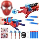 Set di 2 Guanti Spiderm per Bambino, Giochi Spiderm con Launcher e Maschera, Giocattolo da Polso, Spara Ragnatele Cosplay, Regalo Eroe per Feste e Compleanni, Giochi Bambini 3-10 Anni – B0CSSX8XXH