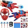 Guanto lanciatore Spiderm, 2 set di guanti per bambini Spiderm Hero con maschera, adesivo, giocattolo lanciatore di guanti, giocattoli educativi per bambini regalo per i fan – B0CSSRL44Z