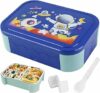 Porta pranzo con 3 Scomparti, 304 Alimenti acciaio portamerenda bambino scuola, 800ml con posate + contenitore per salse, Adatto a Microonde e Lavastoviglie, Senza BPA (Astronauta, Blu) – B0FR4SPXYQ