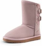 DREAM PAIRS Stivali Invernali per Bambini e Bambine, Foderati in Pelliccia Sintetica, Stivali Alti Fino a Metà Polpaccio con Fibbia – B0D49QLXWS
