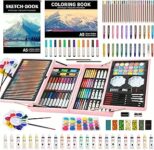 KINSPORY 139 pezzi valigetta colori bambina, pittura valigetta per bambini, Set per disegno, kit disegno acquarellabili bambini (Rosa) – B0C58GB46P