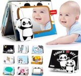 beiens Libri Tattile Sensoriali Stoffa Neonati, Giocattoli a Specchio per Bambini, Panda Giochi Montessori Neonato 0 3 6 12 Mesi, Tummy Time Libro sensoriale Bianco e Nero Passeggino Educativi Regali – B08QZ326QB
