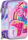 SJ GANG STYLE JAM GANG Astuccio Scuola 3 Zip, Rosa, Portapenne Triplo Scomparto Completo Di Penne, Matite, Colori, Accessori Zaino, Scuole Elementari, Bambina – B0DZHMVFGJ