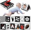URMYWO Libri Sensoriali Neonato con Specchio, Libro di Stoffa per Neonati,Giochi Neonato 0 3 6 12 Mesi, Tummy Time, Libri di attività in Bianco e Nero con 11 Motivi, Pieghevole e Lavabile – B0CFZX62BY
