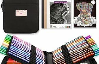 HIFORNY Set di 80 matite colorate per adulti – 72 matite colorate con extra, nucleo morbido per artisti, matite da disegno, forniture artistiche per adulti principianti, HF-CPT80-NY – B0C36KXFQG