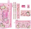 OFFCUP 7 pz Set di Cancelleria per Unicorno, Cancelleria Regalo Bambina, Regalo Compleanno per Bambini, Include 2 Matite, Righelli, Gomma, Temperamatite Taccuino Bambina di Natale – B0CJ6S4L5N