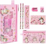 OFFCUP 7 pz Set di Cancelleria per Unicorno, Cancelleria Regalo Bambina, Regalo Compleanno per Bambini, Include 2 Matite, Righelli, Gomma, Temperamatite Taccuino Bambina di Natale – B0CJ6S4L5N