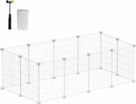 SONGMICS Recinto per Animali di Piccola Taglia, Recinzione Personalizzabile per Criceti, Conigli, Rete in Metello, Include Martelletto e Fascette, per Uso Interno, Bianco LPI001W01 – B0C1BGR3ZV