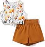PATPAT Completi e Coordinati Bambine e Ragazze Estate, T-Shirt Bambina, Pantaloncini Corti, Set Sportivo e Casual, Abbigliamento Pantaloni Tuta Bambino, Ragazze Leggings, Regalo Compleanno, 4-12 Anni – B0D48NM2GR