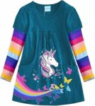 VIKITA Vestito Ricamo Floreale Manica Lunga Casuale Cotone Bambina – B0CDWS8MTB