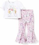 PATPAT Set di Abbigliamento per Ragazze, Pantaloni della Tuta Casual e Pantaloni a Campana, Vestiti Bambina di T-shirt Estive a Maniche Corte per Bambini, Regalo Estivo 3-12 Anni Coordinati 3 Colori – B0CTQVK1Q7