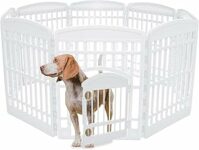 Iris Ohyama, Recinto per Cani da Interno, Plastica, Parco, Per Cucciolo, Gatti, Animali domestici, Interni, Esterni, Gabbia, Cuccia, Canile, A90cm/8 Pannelli, Bianco, CI-908E – B0BH97G84V