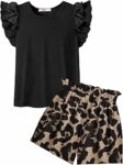 Arshiner Set di Abbigliamento per Ragazze T-shirt Estiva Pantaloncini Completo Bambini Cotone Maniche Volant Set di Abbigliamento per il Tempo Libero Moda Due Pezzi Ragazze con Tasca 6-14 Anni – B0DLBGQ61J