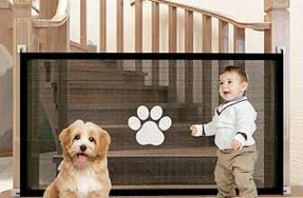 180 * 78CM Scale Porte Esterno Recinto, Cancello Sicurezza Cani Gatti Animali Domestici, Cancelletto per Bambini, Rete di barriera per animali domestici, Scale Porte Esterno Recinto, Barriera Cani – B0FS173J5Q