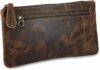 moonster® Porta penne in Pelle – Porta Trucchi con Zip Fatto a Mano Elegante e Resistente – Pratico Astuccio Scuola o Lavoro – Design Unico con Tasca Laterale, Anello per le Chiavi – 20x10cm – B081HG5JQM