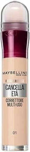 Maybelline New York Correttore Multi-Uso, Idratante e con Coprenza Modulabile, Imperfezioni e Occhiaie Coperte, Con Bacche di Goji e Haloxyl, Cancella Età, Tonalità: 01 Light, 6,8 ml – B00KLXFUW4