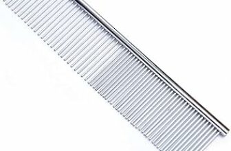 FFTONG, pettine per animali domestici, in acciaio inox, con estremità arrotondate, per la rimozione di grovigli e nodi, strumento per la cura di cani e gatti, adatto per barboncino, lunghezza di 19 cm – B084YXYWX9