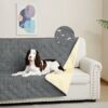 DUJUIKE Copridivano 100% impermeabile per cani, coperta per animali domestici, protezione per mobili per bambini e animali domestici, con fondo antiscivolo, per 3 posti (Grigio, 173 x 208 cm) – B0BRC9QYQ2