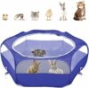 Pawaboo Recinto per Animali Domestici, Box per Animali Piccoli, Tenda per Gatti Cani Cuccioli, Portatile Gabbia, Recinzione in Tessuto Oxford e a Rete, Resistente e Pieghevole – Blu Scuro – B08BRFTH9Q