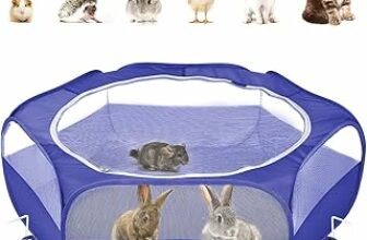Pawaboo Recinto per Animali Domestici, Box per Animali Piccoli, Tenda per Gatti Cani Cuccioli, Portatile Gabbia, Recinzione in Tessuto Oxford e a Rete, Resistente e Pieghevole – Blu Scuro – B08BRFTH9Q