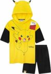 Pokémon Felpa con Cappuccio e Pantaloncini Ragazzo Abbigliamento Bambino 2 Pz Set Estive Pikachu Anime Piscina Mare – B0CQR4DQH2