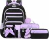 Amythe Zaino Scuola Elementare Bambina 3 Pezzi, Set Zaini Bambina Set 6-11 anni con Sacchetto per Pranzo e Astuccio per Matite, Zainetto Ragazza per Scuola, Viola – B0F9DX4P7S