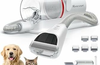 Homerunpet Toelettatura e Aspirazione a Vuoto per Animali Domestici, 12000 Pa Ultra Silenziosa Tosatrice per Cani e Gatto Professionale, Aspira Peli per Cani con 6 Strumenti, 1,85L – B0C7V1GSMK