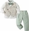 Volunboy Completo Elegante Bambino Camicie + Papillon + Gilet + Pantaloni, Ragazzo Abbigliamento 4 Pezzi Gentleman Cerimonia Nozze – B0DKBS827T