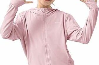 Rolanko Giacca Estiva per Ragazze con Fori per i Pollici Manica Lunga Protezione Solare Asciugatura Rapida Felpa con Cappuccio con Cerniera Top Rash Guard per Bambini – B0D8HWW9V1