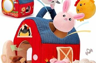 hahaland Giochi Bambino 1 Anno Montessori – Casa Morbida Montessori 6-12 Mesi Animali da Fattoria con Fienile/Sonaglio/Specchio, Gioco Bambino Sensoriale Regalo Bimbo Bimba 1 Anno – B0CFX5H5MJ