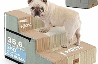 Gardner Pet Scala per Cani Piccola, Scala per Animali Domestici a 3 Gradini, Rampe in Schiuma ad Alta Densità con Rivestimento Impermeabile e Antiscivolo, per Letto, Divano, Poltrona e Auto, Beige – B0FCG13K8G