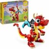 LEGO Creator 3in1 Red Dragon Toy to Fish Figure to Phoenix Bird Model, Animal Figures Set, Gifts for 6 Plus Year Old Boys, Girls and Kids 31145 – B0CFVYDZS6