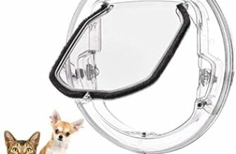 Gattaiola per vetro Porta Basculante per Gatti e Cani Grande Porta Gattaiola per vetro con 4 possibilità di bloccaggio (Rotonda Trasparente) – B07D3MTM9D
