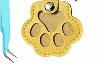 Scatola dei ricordi per cani, per peli di animali domestici, portachiavi commemorativo per animali domestici, portachiavi in pelle a forma di zampa di cane e gatto, Giallo – B0FPXL8MSX