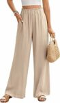 PASUDA Pantaloni Lino Donna Estivi Pantaloni Larghi Leggeri Elastico Vita Alta Pantaloni di Lino Eleganti Casual da Spiaggia Comodi Pantaloni Tinta Unita con Tasche – B0DRFBTPXJ
