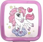 Fackelmann Lunch Box Quadrato “Unicorni” 1.43L, 13,5×12,5×8,5 cm – Portamerenda Bambini in PP con Clip – Ideale Scuola, Gite -Contenitore merenda, Lavaggio a Mano, Linea Mini Cooking – B0FFT2FNTC