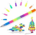 ICEPAPA, 32 pezzi Matite Impilabili Deformabile, Matite che Possono Sostituire la Ricarica Adatto per Cancelleria Scuola Creativo, Regalo Festa Bambin (Portapenne leggero) – B09CKQRLC8
