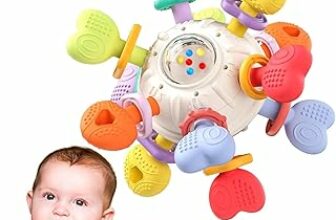 Infinno Sonaglio Dentizione Neonato 0-12 Mesi,Gioco Sensoriale Montessori in Silicone Alimentare,BPA Free-Regalo Bambino – B0FFT5PKD4
