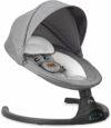MoMi KENANI Sdraietta per bambini fino a 9 kg, pieghevole, con telecomando e Bluetooth, batteria ed elettricità, cintura di sicurezza a 5 punti, protezione parasole, zanzariera – B09WDX3TJ4