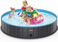 Piscina per Cani Grandi Piegevole, Portatile Vasca da Bagno per Animali, Antiscivolo Animali Domestici Piscina Bagno per Cani Grandi e Piccoli, Azzurro Chiaro, 160 x 30 cm – B0DN9F4STJ