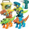 Dreamon Dinosauri Per Bambini 3 4 5 6 7 8 Anni Dinosauro Giocattolo con Scatola Portaoggetti Trapano Elettrico Costruzioni Giocattoli Puzzle Regalo per Ragazzi Ragazze – B08PBK29H2