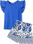 Arshiner Set di Abbigliamento per Ragazze T-shirt Estiva Pantaloncini Completo Bambini Cotone Maniche Volant Set di Abbigliamento per il Tempo Libero Moda Due Pezzi Ragazze con Tasca 6-14 Anni – B0G4QNFP9F