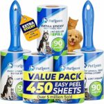 PetLovers Rullo stick mega value extra appiccicoso Set 450 fogli per rimozione peli di animali domestici rimozione di lanugine per cani e gatti 5 pezzi – B07GV57JYJ