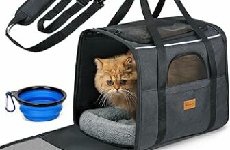 Trasportino per Cani e Gatti, Morpilot Gabbietta Morbida per Animali Domestici, Borsa portabile o a Tracolla in Tessuto da Trasporto Confortevole, Borsa Ripiegabile Viaggio Sull’ Aereo – B0CZ74TSVR