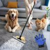 Rastrello per la rimozione dei peli di animali domestici, raschietto e scopa per peli di cani e gatti, scopa per tappeti e mobili, spazzola regolabile per tappeti – B0DR81CKY5